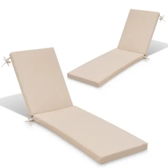 Crestlive Products Patio Outdoor Chaise Lounge Cushion Beige 2 PC image {6}