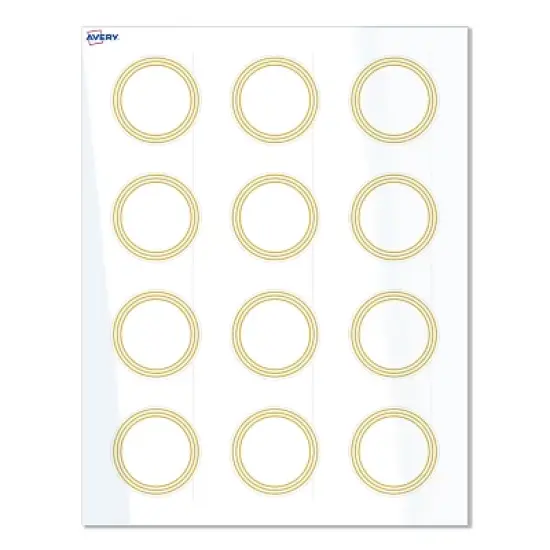 Avery Labels, 2" Diameter, Glossy White, Multi-Lined Gold Border, 120ct image {8}
