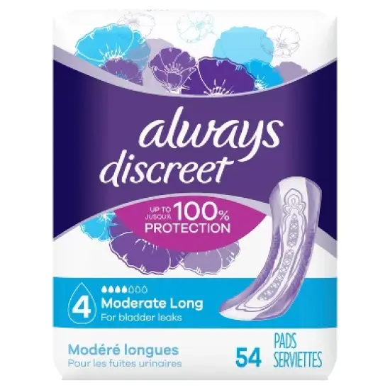 Always Discreet Moderate Long Absorbency 4 Drop Base Pads image {13}