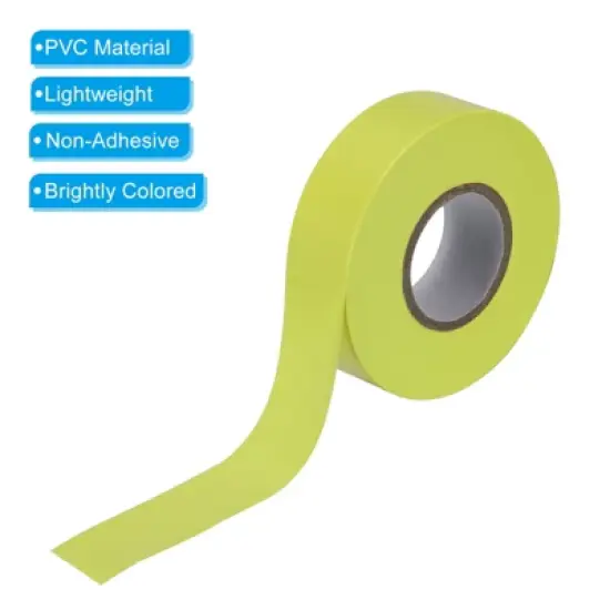 Unique Bargains PVC Non-Adhesive Flagging Tapes for Trail Outdoor 2 Pcs Yellow 1" x 147 ft image {3}
