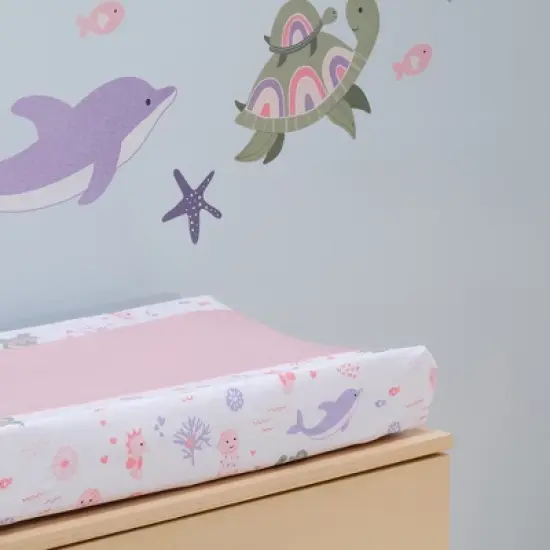 Lambs & Ivy Sea Dreams Dolphin/Turtle Underwater Nautical Changing Pad Cover image {3}