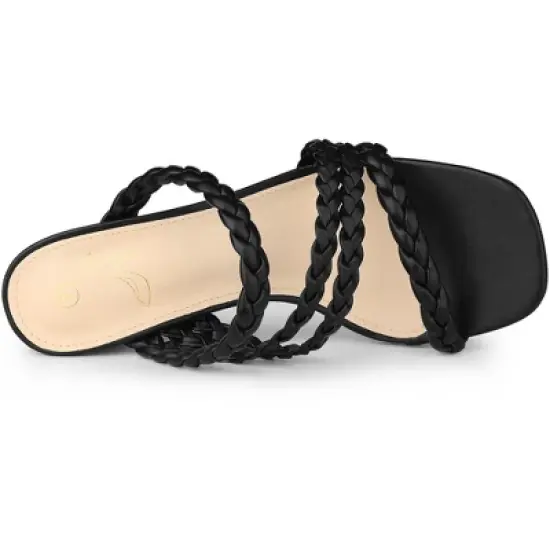 Perphy Square Toe Braided Heeled Chunky Heels Sandals for Women image {3}