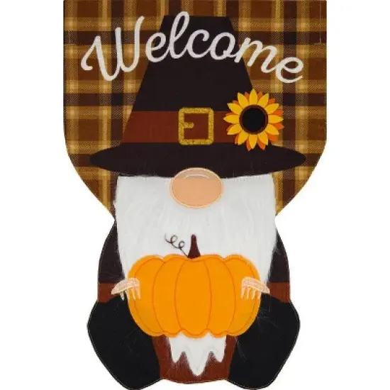 Briarwood Lane Pilgrim Gnome Thanksgiving Burlap Garden Flag Humo image {2}