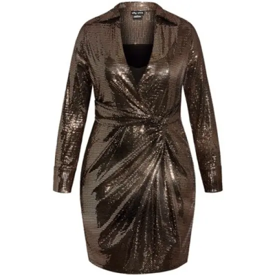 Women's Plus Size Sequin Glow Dress - bronze | CITY CHIC image {2}