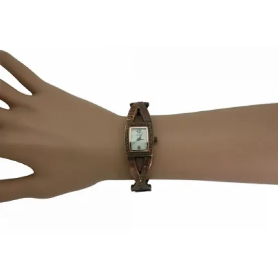 OLIVIA PRATT RHINESTONES AND PEARL TONE BANGLE WATCH image {2}