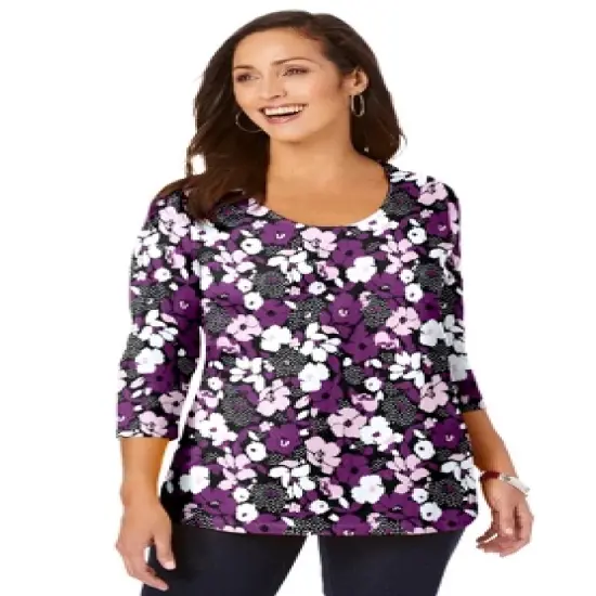 Jessica London Women&rsquo;s Plus Size Scoop-Neck Tee image {28}