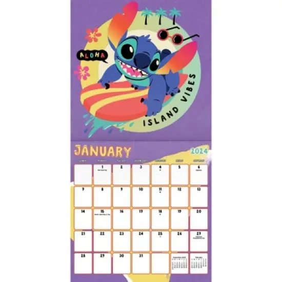 Trends International Inc. 2023-24 Wall Calendar 12"x12" Disney Lilo & Stitch image {1}