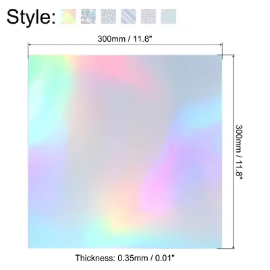 Unique Bargains Metallic Iridescent Mirror Paper Foil Board Reflective Holographic Cardstock 60 Pcs image {1}