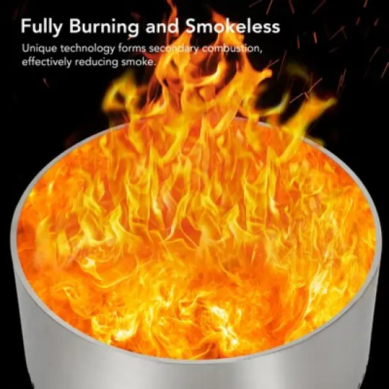 27" Smokeless Fire Pit with Adjustable Airflow, 304 Stainless Steel Wood-Burning Firepit, 360&deg; Heat & Secondary Burn Technology, Outdoor Fire Bowl image {5}