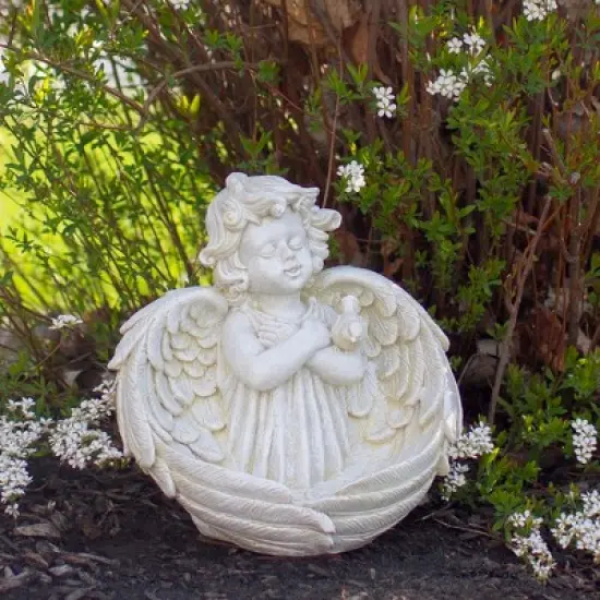Northlight 9" Cherub Angel Wings Bird Feeder Outdoor Garden Statue image {1}
