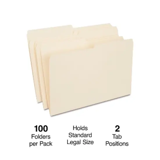 HITOUCH BUSINESS SERVICES File Folders 1/2 Cut Legal Size Manila 100/Box TR116939/116939 image {1}