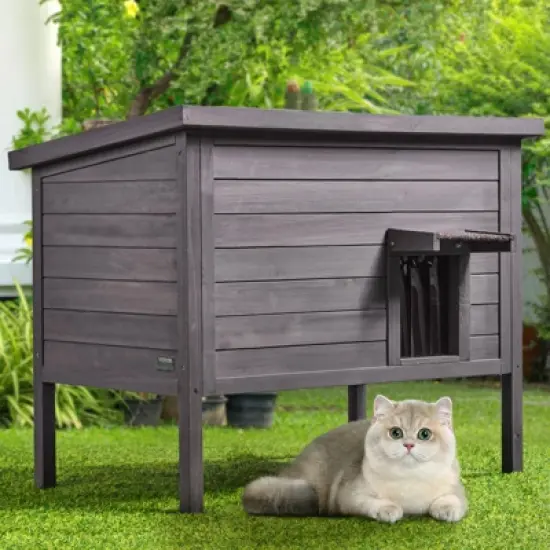 VEVOR Outdoor Cat House Weatherproof, Feral Cat Shelter for Multiple Cats, Outdoor Wooden Cat Rabbit House with All-Round Foam Insulated image {1}