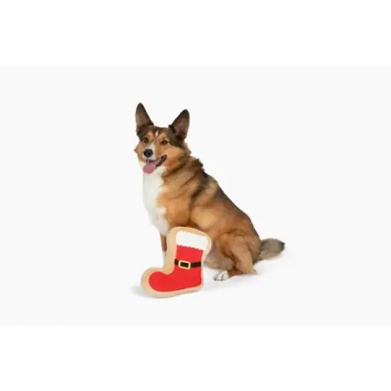 Midlee Santa Boot Sugar Cookie Dog Toy image {2}