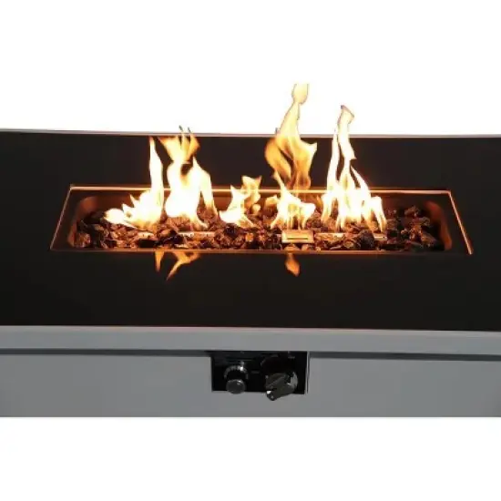 43" Rectangular Steel Outdoor Fire Pit Table with Smoked Glass Top and Lid image {8}