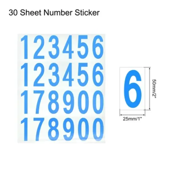 Unique Bargains Office Home Warehouse Self-Adhesive 12345178900 Mailbox Number Stickers 30 Sheets image {1}