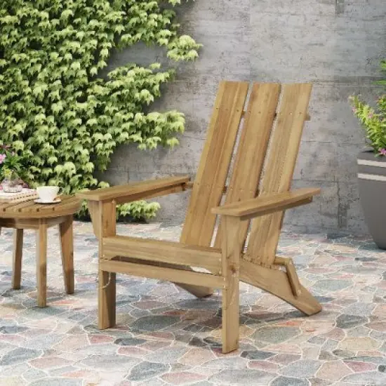 CAVINAS Acacia Wood Folding Adirondack Chair, Rustic Outdoor Lounge Chair with Foldable Design, Patio Folding Chair, Outdoor Seating for Garden image {10}
