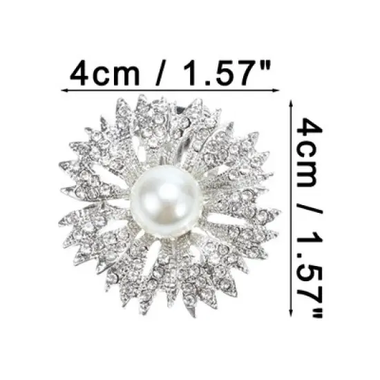 Unique Bargains Women's Round Rhinestone Shoe Buckle 1.57"x1.57" Silver Tone 2 Pcs image {1}