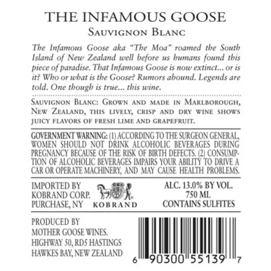 Infamous Goose Sauvignon Blanc White Wine - 750ml Bottle image {2}