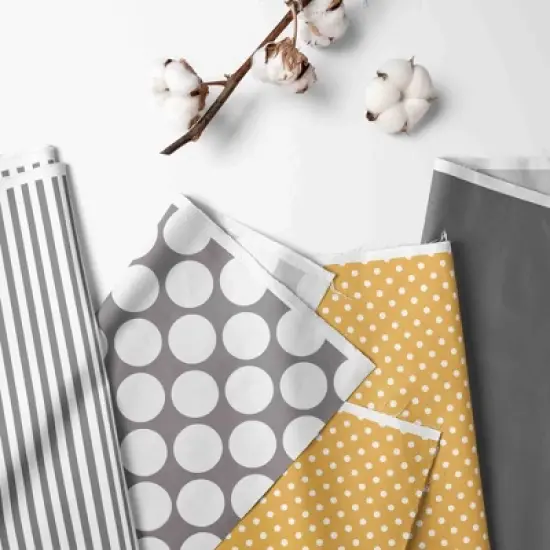 Bacati - Dots Stripes Gray Yellow 4 pc Crib Bedding Set with Diaper Caddy image {1}