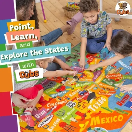 KC Cubs: Educational Rug: USA Map, 5x7' Playmat image {1}