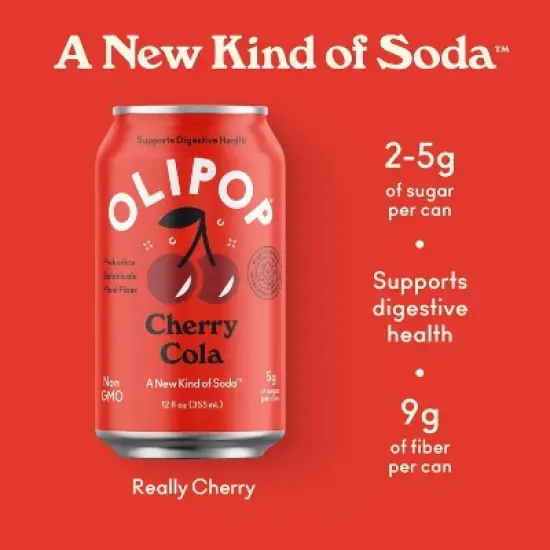 OLIPOP Cherry Cola Soda - 12ct/12 fl oz Cans image {2}