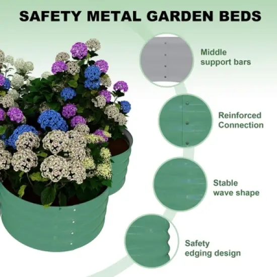 TROPOW 2-Pack Galvanized Raised Garden Bed, Outdoor Planter Box with Open Base for Herbs, Veggies & Flowers image {5}