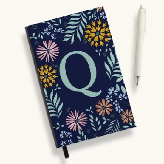 Personalization Mall Flowery Initial Personalized Journal Mint/Navy image {17}
