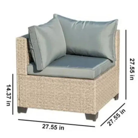 GDFStudio Hilary Outdoor 10-Seater Rattan and Metal Upholstered&nbsp;Sectional Sofa Set with Coffee Table image {4}