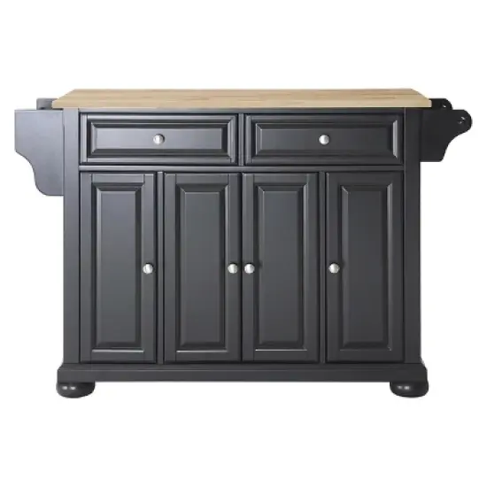 Alexandria Natural Wood Top Kitchen Island - Black - Crosley image {1}
