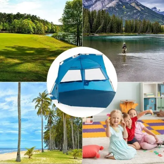 Leedor Outdoor Automatic Pop Up Sun Shade Canopy 4 People Beach Shelter Tent Light Teal Blue image {2}