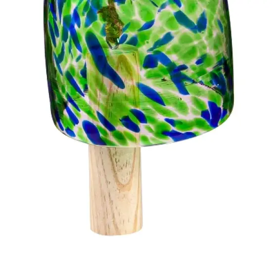 Evergreen Art Glass Speckle Turquoise Bell Chime image {1}