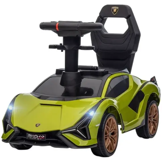 Aosom Licensed Lamborghini SIAN FKP 37 Ride on Push Car with Music & Storage, Sit and Scoot Ride on with Headlights, Steering Wheel, Age 1.5-4, Green image {3}