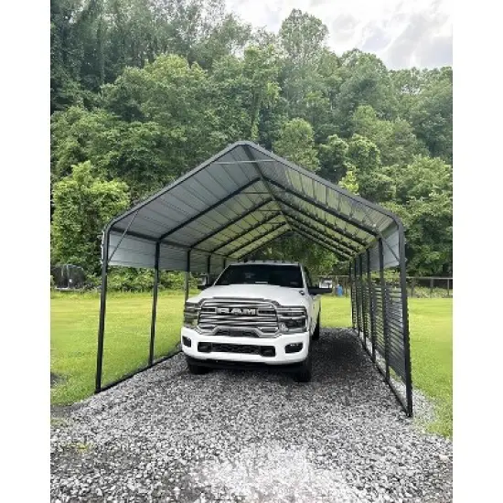 Acekool Heavy Duty Metal Carport, Permanent Steel Shelter for Boat Truck Tractor image {8}