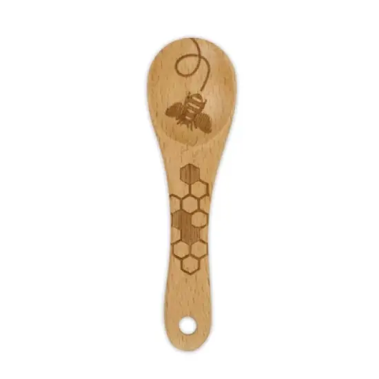 Talisman Designs Laser Etched Beechwood Mini Spoon, Honey Bee Collection image {1}