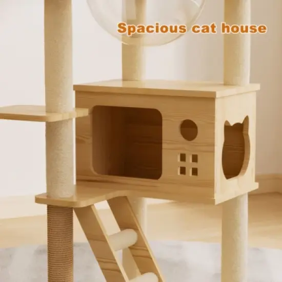 Cat Tower, Wood Cat Tree Tower for Indoor Cats image {4}