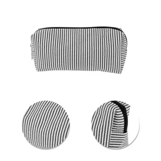 Unique Bargains Lady Rectangle Makeup Bag Black 1 Pc image {3}