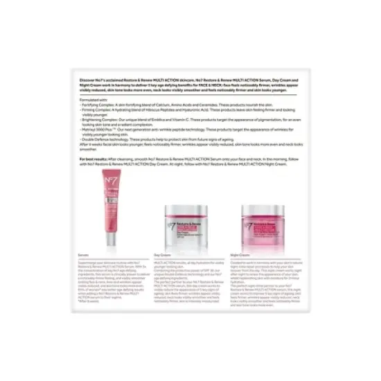 No7 Restore & Renew Multi Action Face & Neck Skincare System - 3ct image {2}