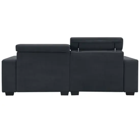 87" Velvet 2-Seater Sectional Sofa with Multi-Angle Adjustable Headrest - ModernLuxe image {7}