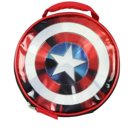 Marvel Captain America Shield Shiny Insulated Lunch Box Bag Tote Multicoloured image {3}