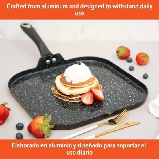 IMUSA 11" Ceramic Bistro Square Griddle Black: Pancake & Tortilla Stovetop Griddle, Aluminum, Hand Wash image {1}