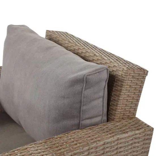 4pc Outdoor Wicker Conversation Set with Cushions - Gray - GODEER image {10}