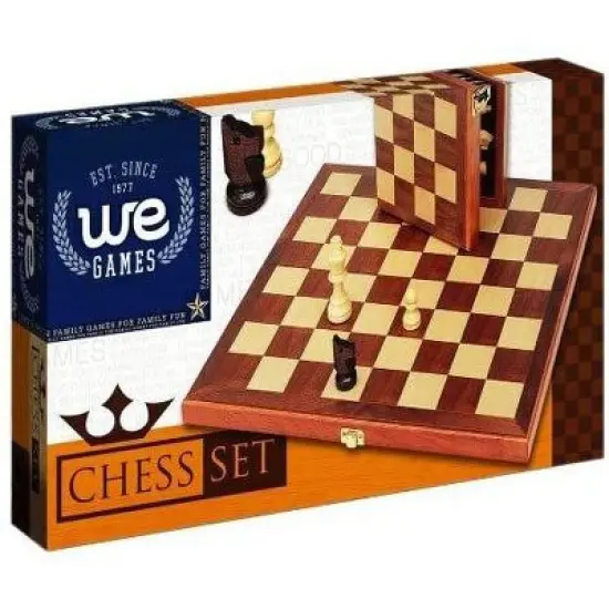 WE Games Folding Wood Travel Chess Set- 11.5 in Walnut Veneer Board image {5}