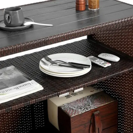 MOEPISY Outdoor Wicker Serving Cart with Wheels image {9}