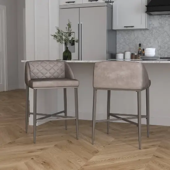 Set of 2 Phoenix Non Swivel Counter Height Barstool Gray - Hillsdale Furniture image {1}