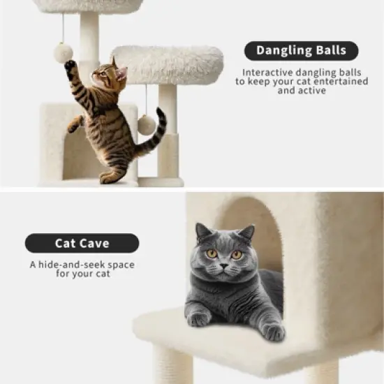 Tall Cat Tree with Litter Box Enclosure 2-in-1 Modern Large Cat Tower with Double Condos/Scratching Posts/Hammock, Cats Hidden Litter Box Furniture image {5}