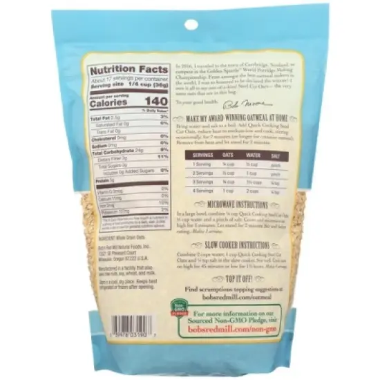 Bob's Red Mill Quick Cooking Steel Cut Oats - Case of 4/22 oz image {2}