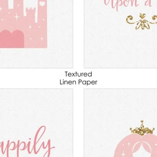 Big Dot of Happiness Little Princess Crown - Unframed Pink & Gold Castle Nursery and Kids Room Linen Paper Wall Art - Set of 4 Artisms - 8 x 10 inches image {5}