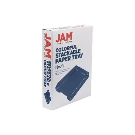 JAM Paper Stackable Front Loading Letter Tray Letter Size Navy Blue Plastic 2/Pack (344NAA) image {4}