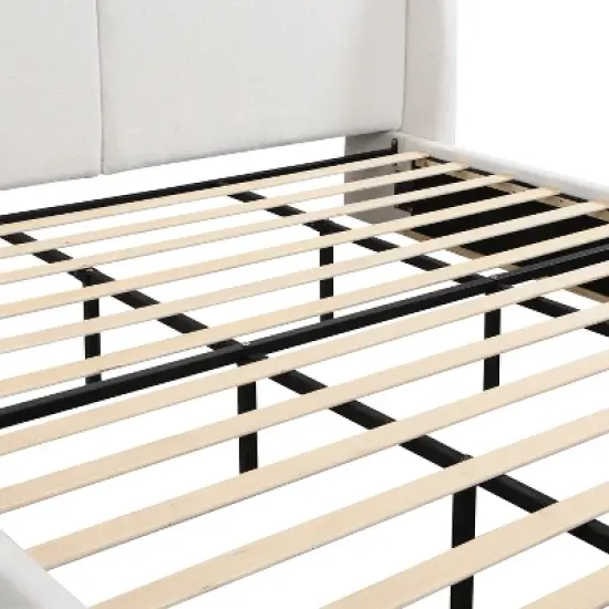 Queen/King Size Platform Bed Frame with Upholstered Headboard - ModernLuxe image {13}