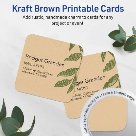 Avery Square Cards with Rounded Corners, 3" x 3", Kraft Brown, 60ct image {1}